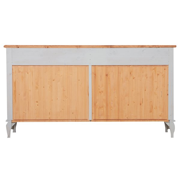 Bufet, L170*42*H90 cm,  2 usi 4 sertare, alb/natur antic [3]