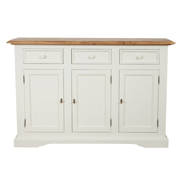 Bufet, L156*45*H103 cm 3 usi 3 sertare, alb/natur antic [2]