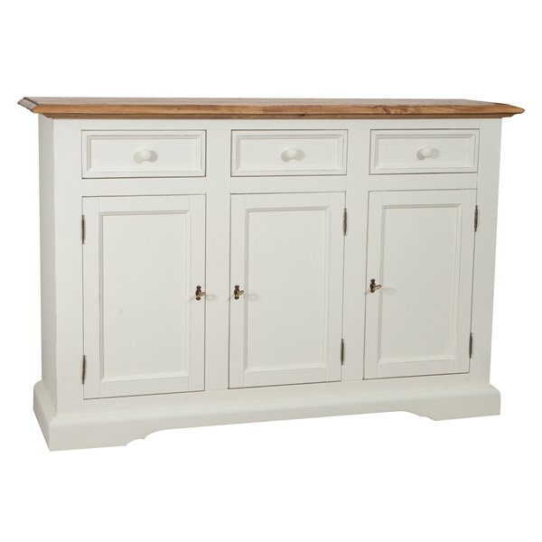 Bufet, L156*45*H103 cm 3 usi 3 sertare, alb/natur antic [1]
