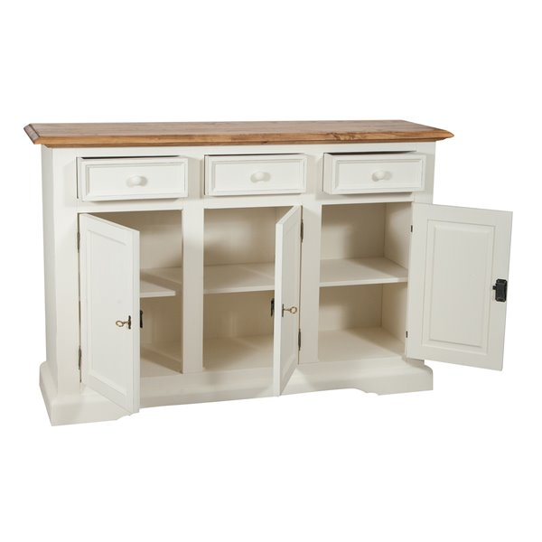 Bufet, L156*45*H103 cm 3 usi 3 sertare, alb/natur antic [6]