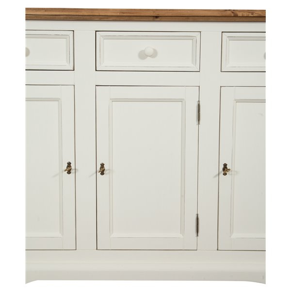 Bufet, L156*45*H103 cm 3 usi 3 sertare, alb/natur antic [4]