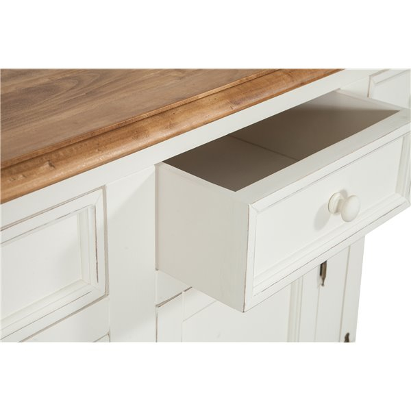 Bufet, L156*45*H103 cm 3 usi 3 sertare, alb/natur antic [9]
