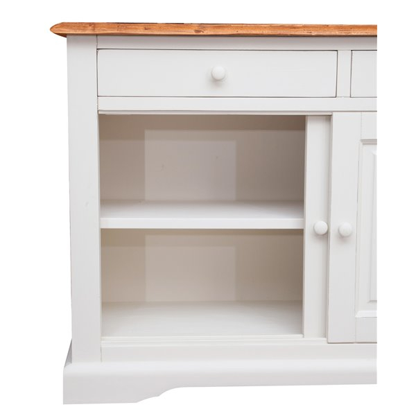 Bufet, L197*50*H91 cm, 3 usi glisante 3 sertare alb/natur antic [6]