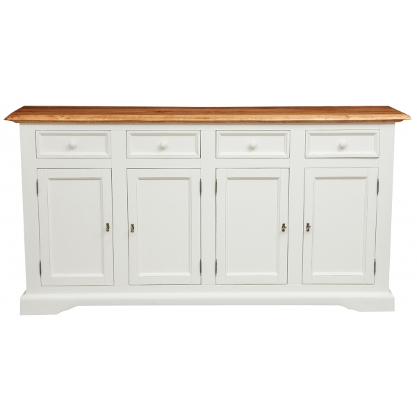 Bufet, L202*45*H103 cm,  4 usi 4 sertare, alb/natur antic [2]