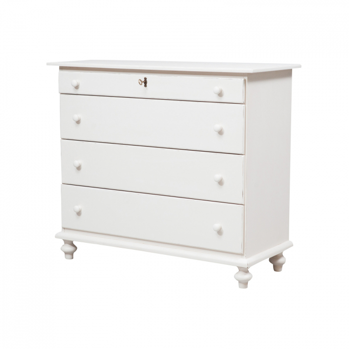 Comoda, L114*48*H99 cm, alb antichizat, lemn masiv [1]