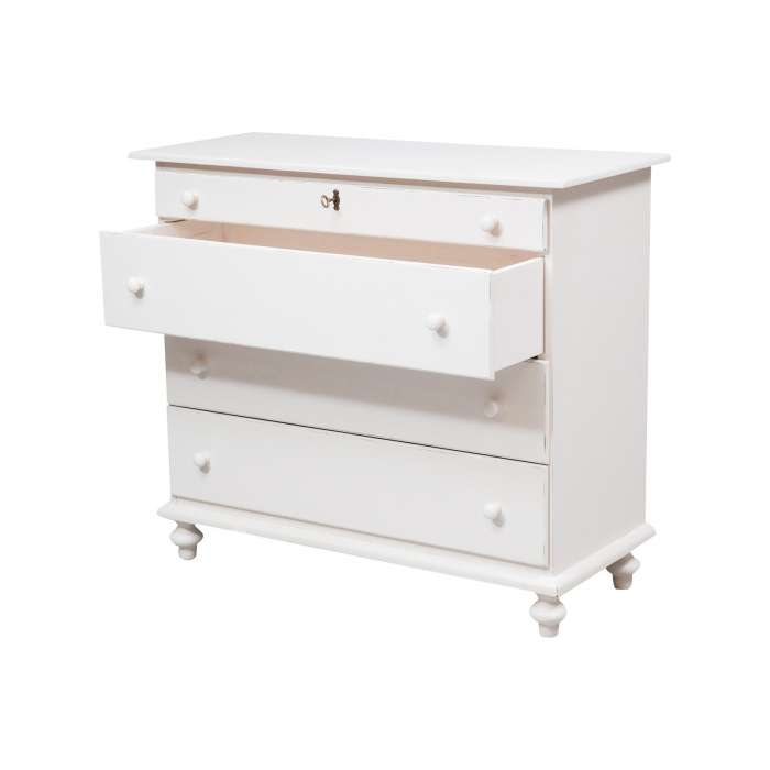 Comoda, L114*48*H99 cm, alb antichizat, lemn masiv [3]
