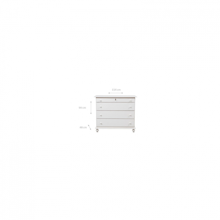Comoda, L114*48*H99 cm, alb antichizat, lemn masiv [2]