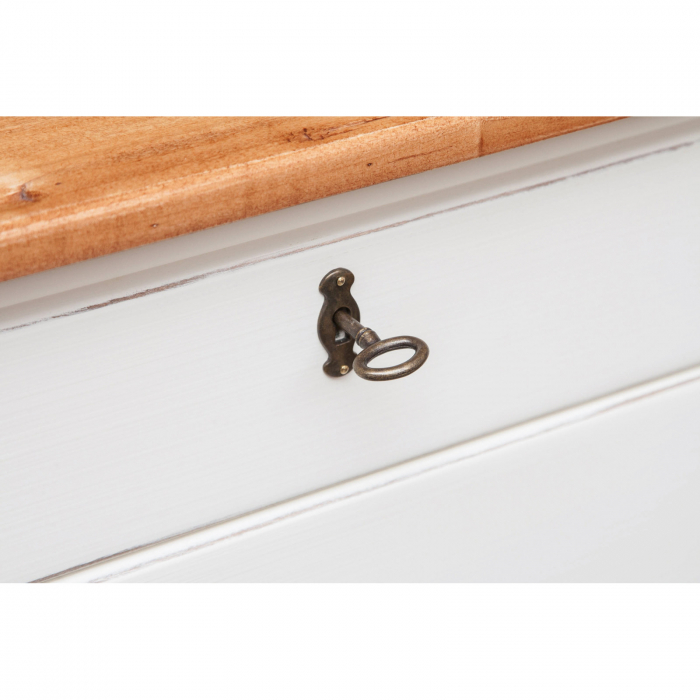 Comoda, L114*48*H99 cm, alb/natur antichizat, lemn masiv [5]
