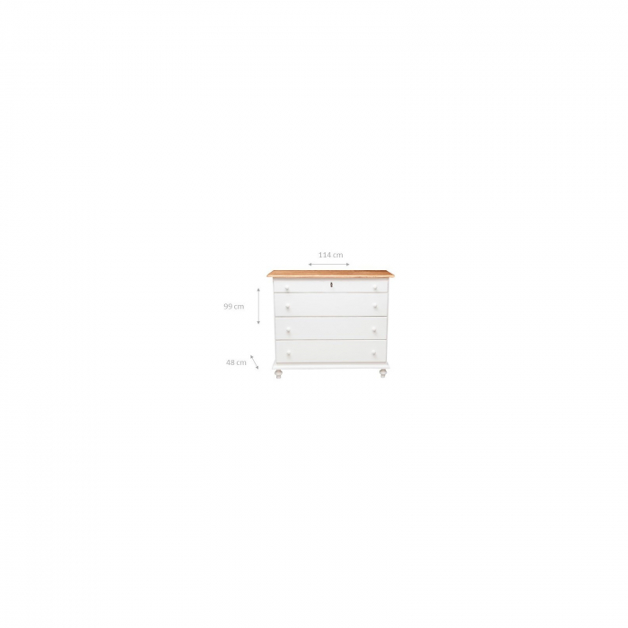 Comoda, L114*48*H99 cm, alb/natur antichizat, lemn masiv [2]