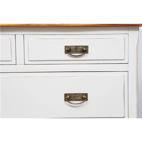 Comodă, L100*45*H106 cm, alb antic/natur antic, ,  lemn masiv [6]