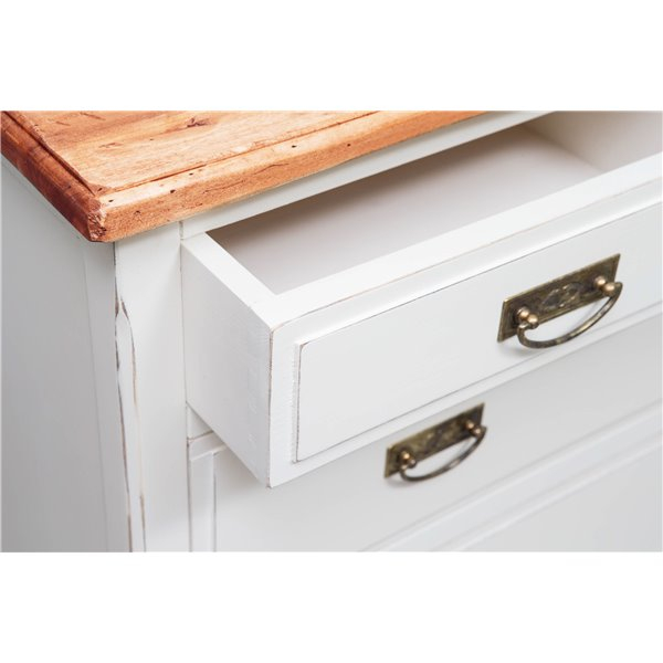 Comodă, L100*45*H106 cm, alb antic/natur antic, ,  lemn masiv [4]