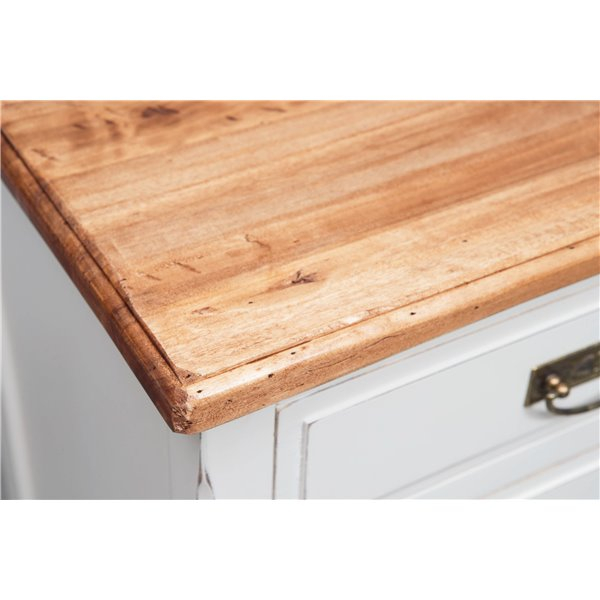Comodă, L100*45*H106 cm, alb antic/natur antic, ,  lemn masiv [5]