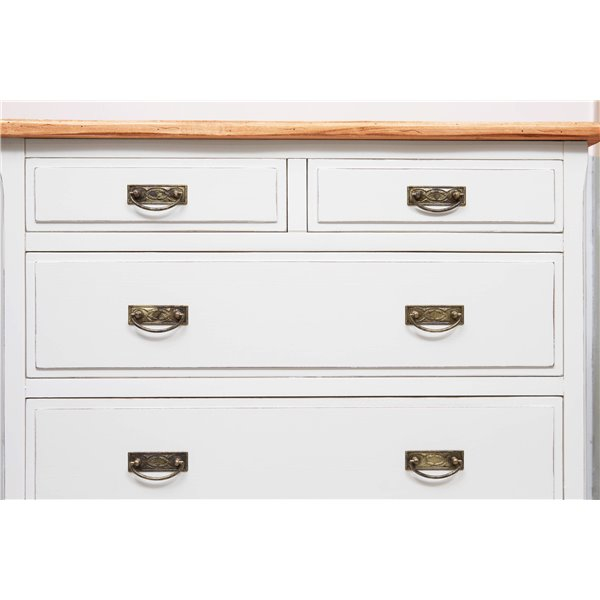 Comodă, L100*45*H106 cm, alb antic/natur antic, ,  lemn masiv [7]
