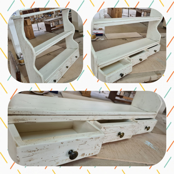 Corp suspendat, L79*18*H68 cm, 3 sertare, lemn masiv [7]