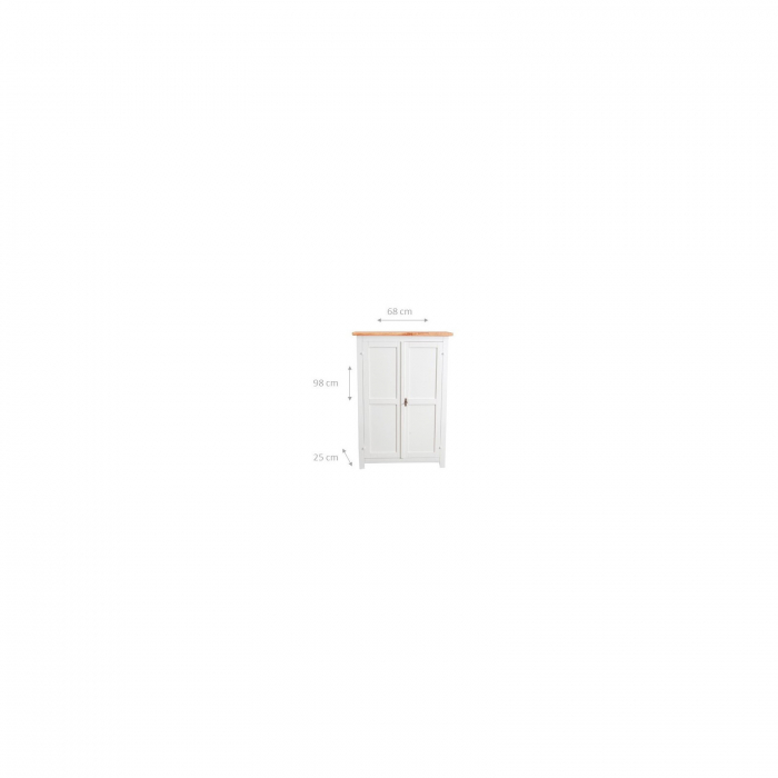 Dulap mic, L68*25*H98 cm, alb antic/natur,  lemn masiv [2]