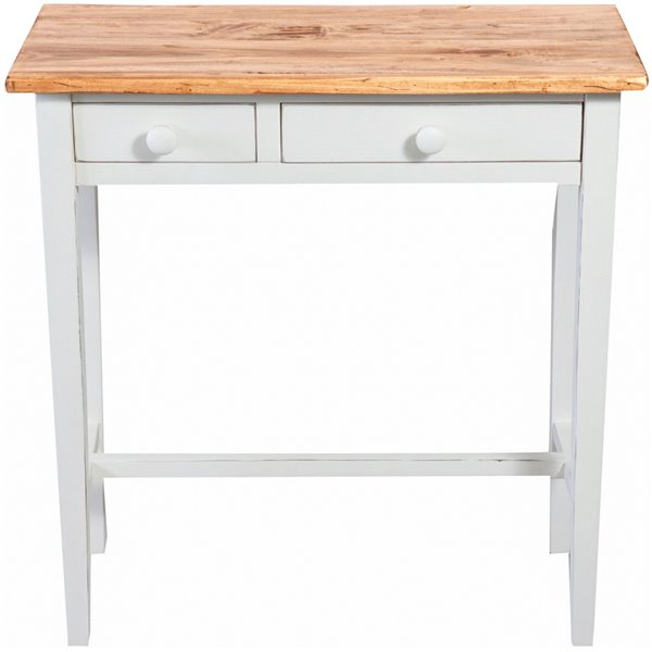 Masa consola, L73*36*H75 cm, alb/natur antichizat, lemn masiv [1]