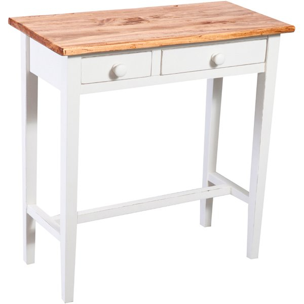 Masa consola, L73*36*H75 cm, alb/natur antichizat, lemn masiv [2]