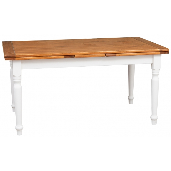 Masa extensibila, L160(290)*90*H80 cm, alb antic/nuc antichizat, lemn masiv [1]
