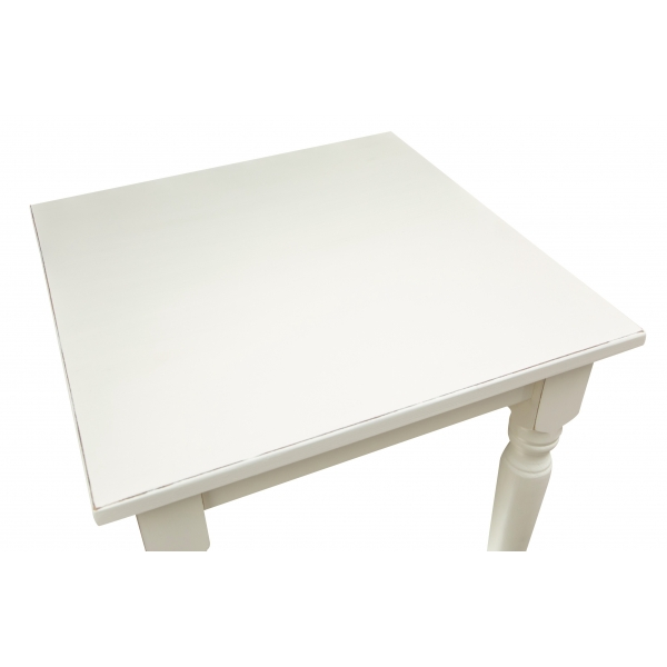 Masa fixa, L 70*70*H78 cm, culoare alb antic, Lemn Masiv [5]
