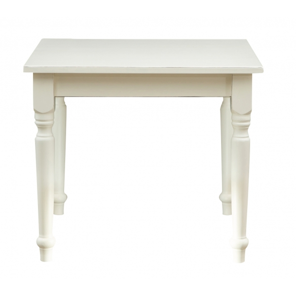 Masa fixa, L90 *90 *H78 cm, culoare alb antic, Lemn Masiv [2]