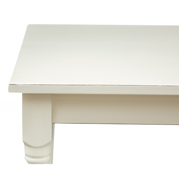 Masa fixa, L90 *90 *H78 cm, culoare alb antic, Lemn Masiv [3]