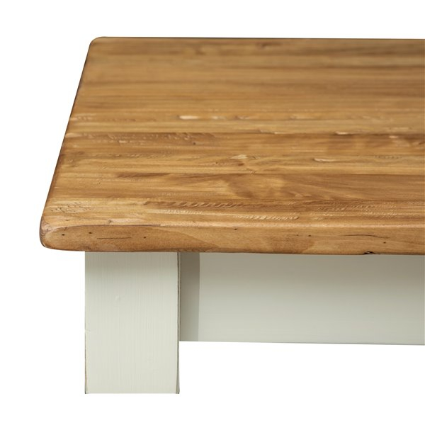 Masa fixa, L 70*70*H78 cm, culoare natur/alb antic, Lemn Masiv [3]