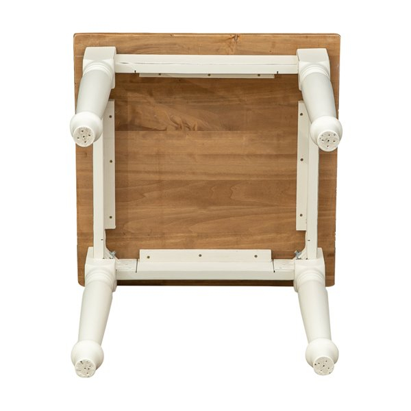 Masa fixa, L 70*70*H78 cm, culoare natur/alb antic, Lemn Masiv [6]