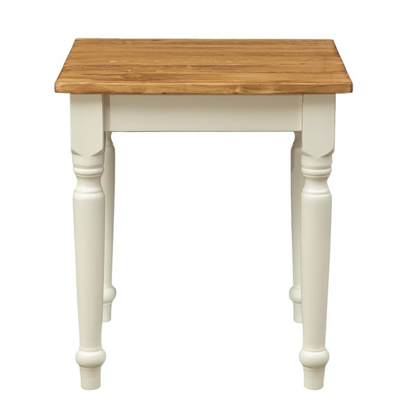 Masa fixa, L 70*70*H78 cm, culoare natur/alb antic, Lemn Masiv [2]
