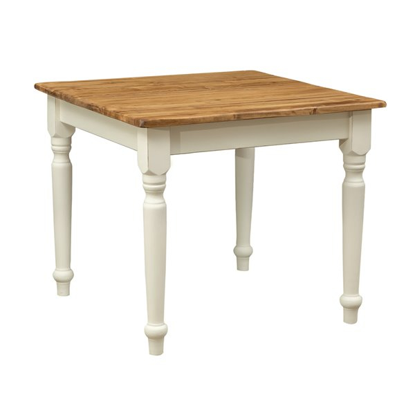 Masa fixa, L90 *90 *H78 cm, culoare natur/alb antic, Lemn Masiv [1]