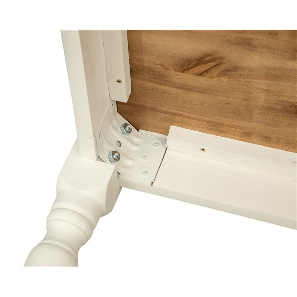 Masa fixa, L90 *90 *H78 cm, culoare natur/alb antic, Lemn Masiv [6]