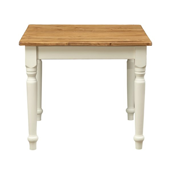 Masa fixa, L90 *90 *H78 cm, culoare natur/alb antic, Lemn Masiv [2]