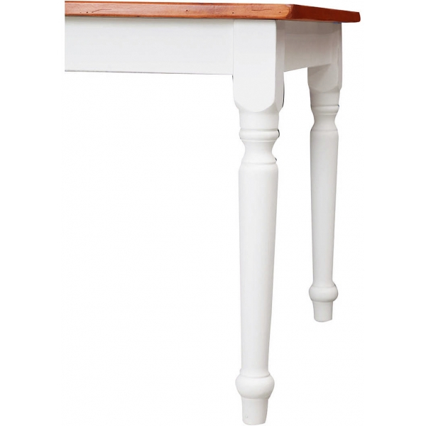Masa fixa, L90*90*H78 cm, culoare nuc/alb antic, Lemn Masiv [2]
