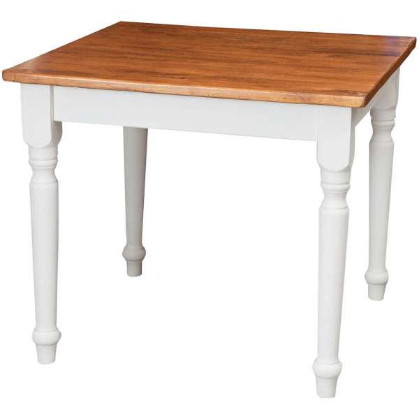Masa fixa, L90*90*H78 cm, culoare nuc/alb antic, Lemn Masiv [6]