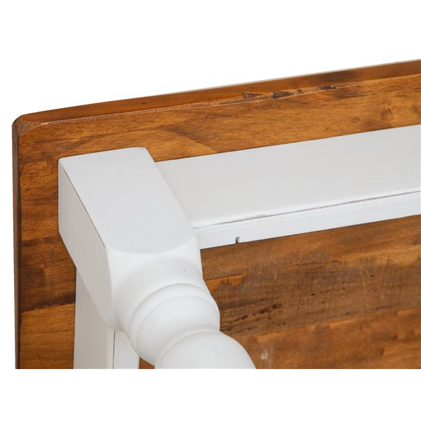 Masa fixa, L90*90*H78 cm, culoare nuc/alb antic, Lemn Masiv [5]