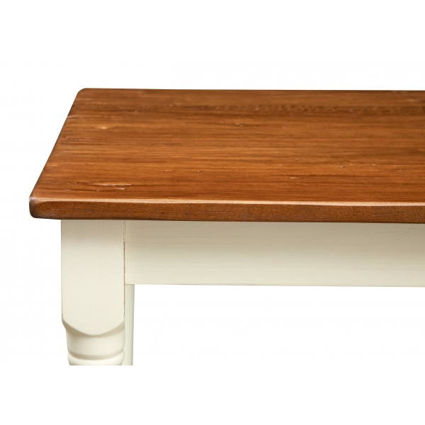 Masa fixa,  L80*80*H78 cm, culoare nuc/alb antic, Lemn Masiv [3]