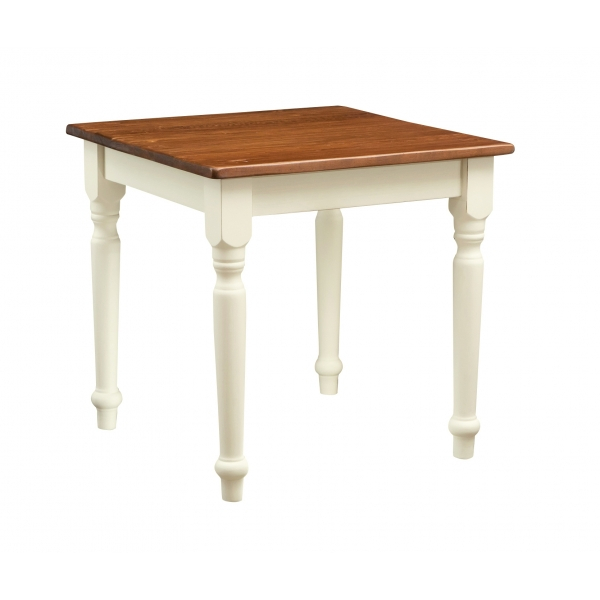 Masa fixa,  L80*80*H78 cm, culoare nuc/alb antic, Lemn Masiv [1]