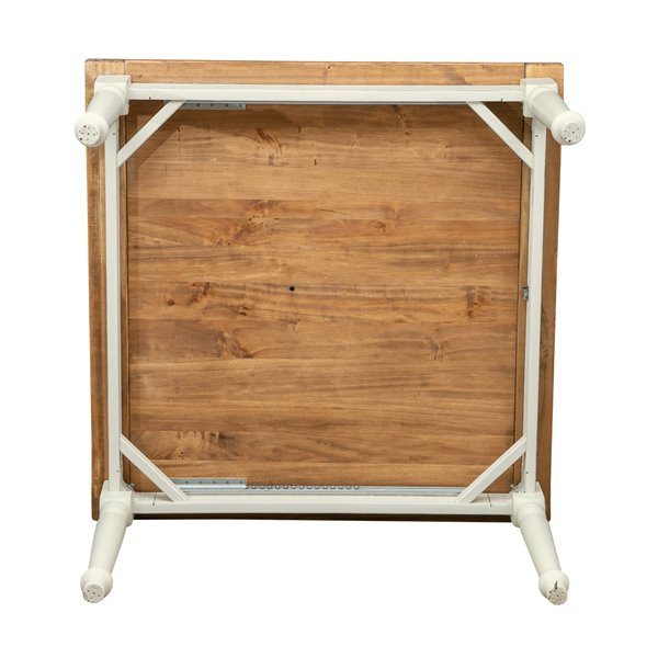 Masa pliabila,  L120(240)*120*80 cm, culoare natur/alb antic, Lemn masiv [11]