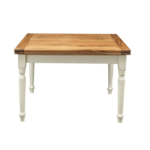 Masa pliabila,  L120(240)*120*80 cm, culoare natur/alb antic, Lemn masiv [2]