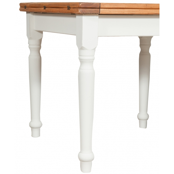 Masa pliabila, L90(180)*90*H80 cm, culoare natur/alb antic, Lemn masiv [5]