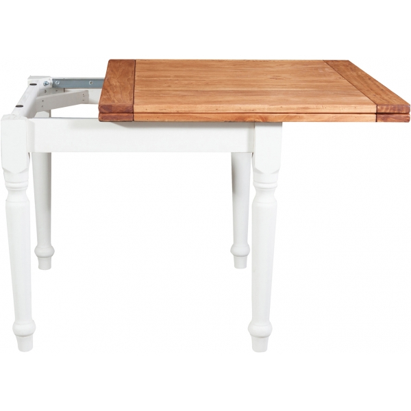 Masa pliabila, L90(180)*90*H80 cm, culoare natur/alb antic, Lemn masiv [2]