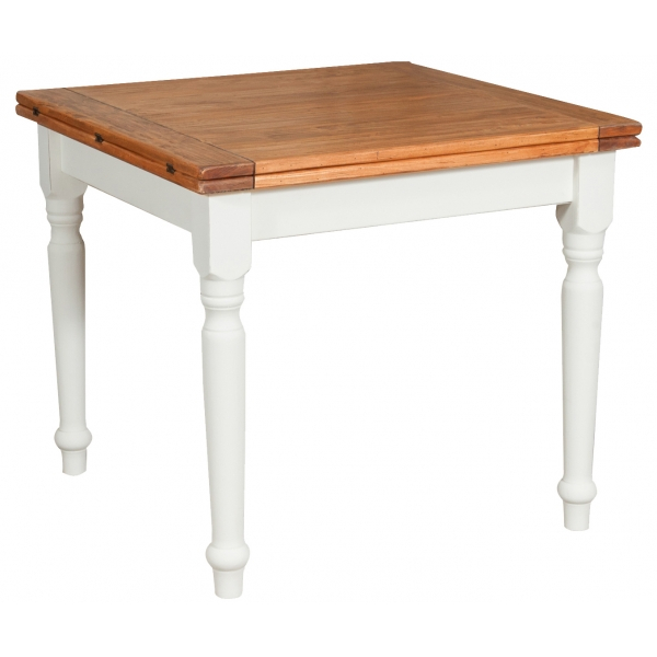 Masa pliabila, L90(180)*90*H80 cm, culoare natur/alb antic, Lemn masiv [1]