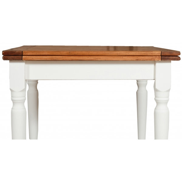 Masa pliabila, L90(180)*90*H80 cm, culoare natur/alb antic, Lemn masiv [3]