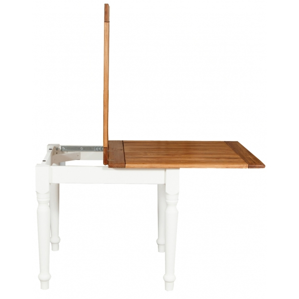 Masa pliabila, L90(180)*90*H80 cm, culoare natur/alb antic, Lemn masiv [7]