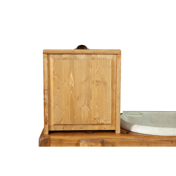 Mobilier de baie, L116*63*H90 cm,  4 sertare, natur,  lemn masiv, chiuveta din marmura [15]