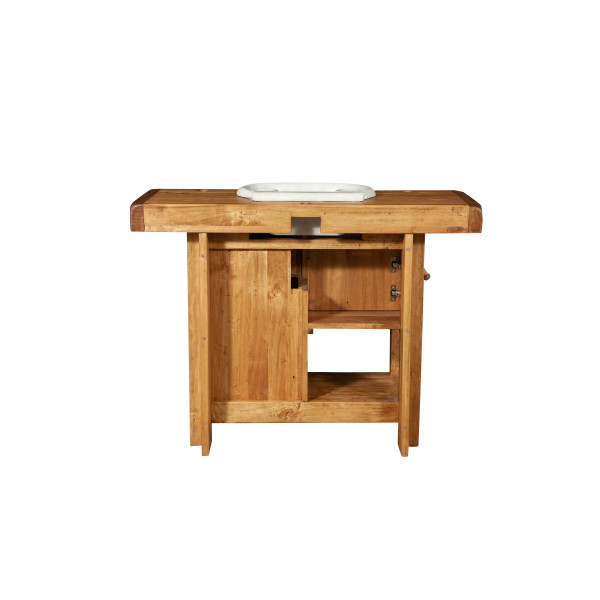 Mobilier de baie, L116*63*H90 cm,  4 sertare, natur,  lemn masiv, chiuveta din marmura [7]