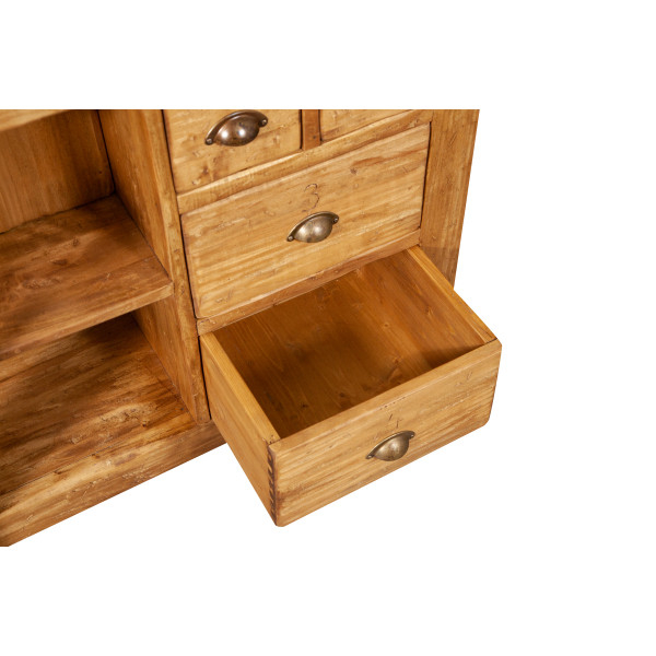 Mobilier de baie, L116*63*H90 cm,  4 sertare, natur,  lemn masiv, chiuveta din marmura [13]