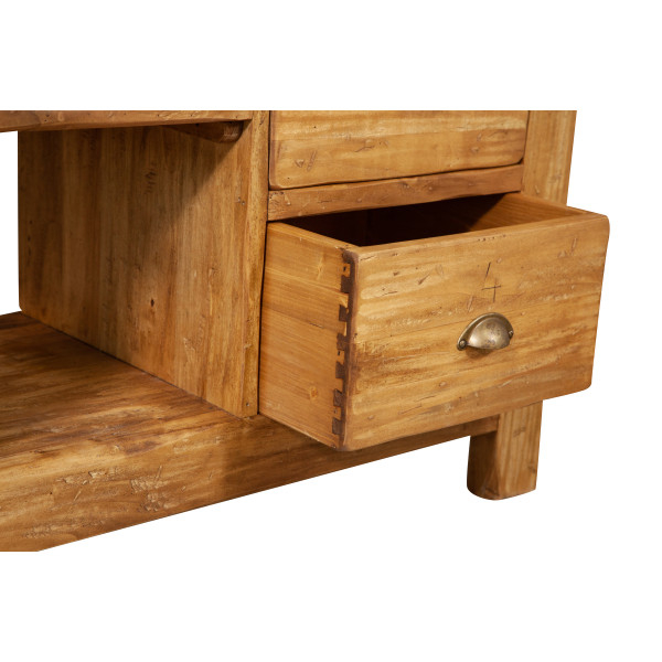 Mobilier de baie, L116*63*H90 cm,  4 sertare, natur,  lemn masiv, chiuveta din marmura [12]