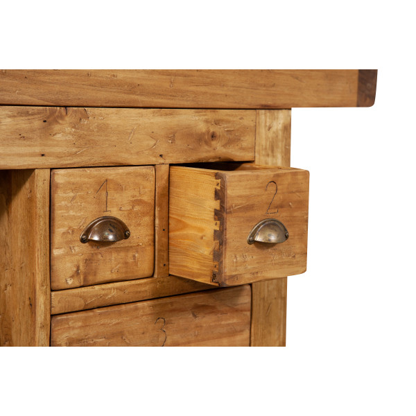 Mobilier de baie, L116*63*H90 cm,  4 sertare, natur,  lemn masiv, chiuveta din marmura [14]