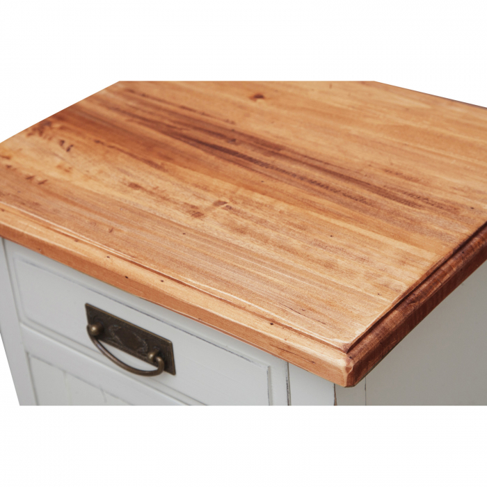 Noptiera, L46*36*H70 cm,  alb antichizat/natur, lemn masiv [6]