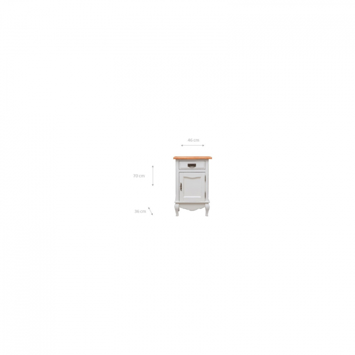 Noptiera, L46*36*H70 cm,  alb antichizat/natur, lemn masiv [2]